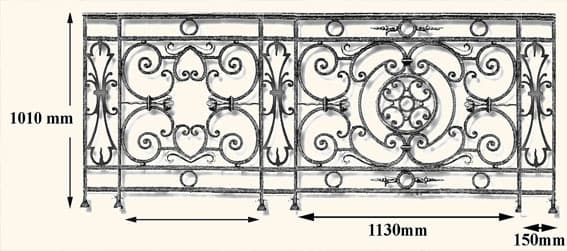 Balustrade, utsmykket rekkverk i støpejern