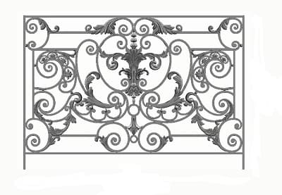 Balustrade, utsmykket rekkverk i støpejern