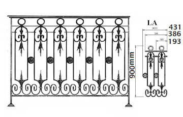 Balustrade, utsmykket rekkverk i støpejern