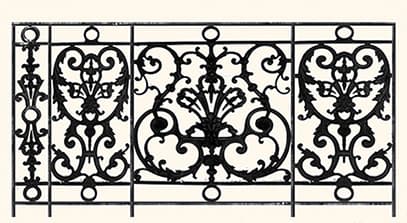 Balustrade, utsmykket rekkverk i støpejern