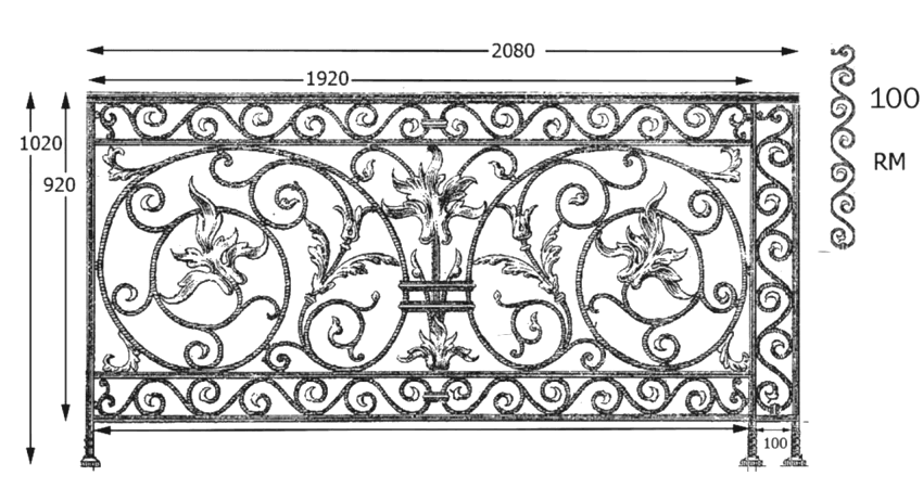 Balustrade, utsmykket rekkverk i støpejern