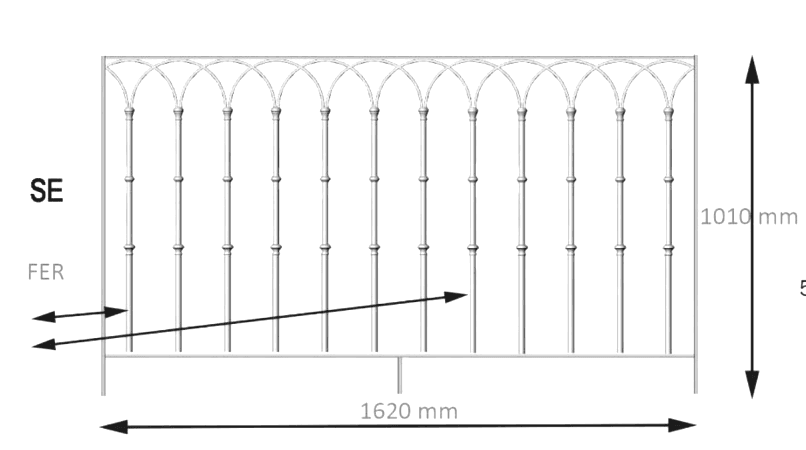 Balustrade, utsmykket rekkverk i støpejern
