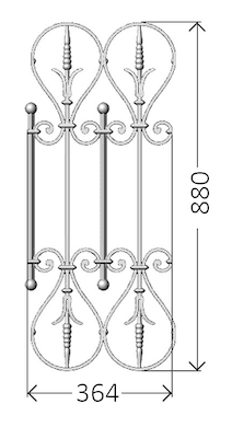 Balustrade, utsmykket rekkverk i støpejern