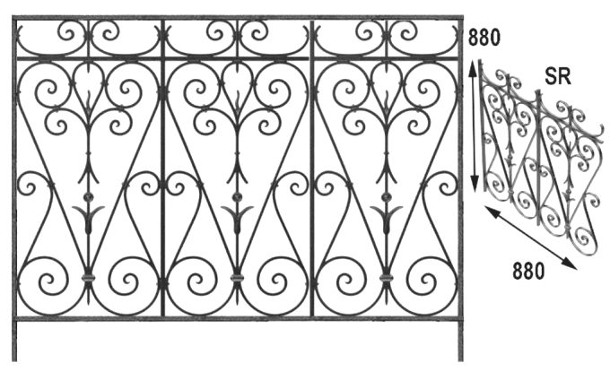 Balustrade, utsmykket rekkverk i støpejern